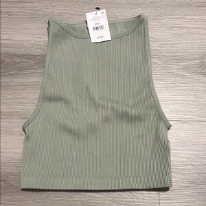 Sage Green Ribbed Crop Top